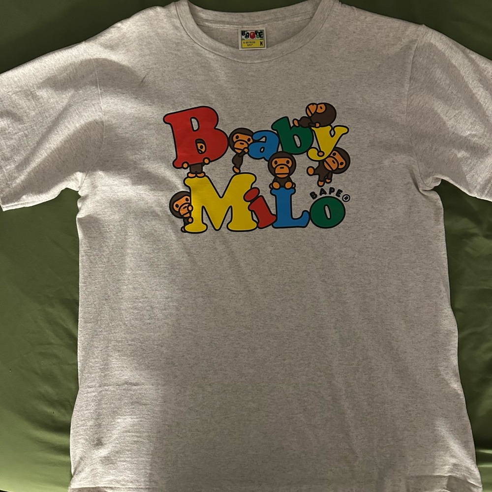 Bape Light Gray Graphic Tee